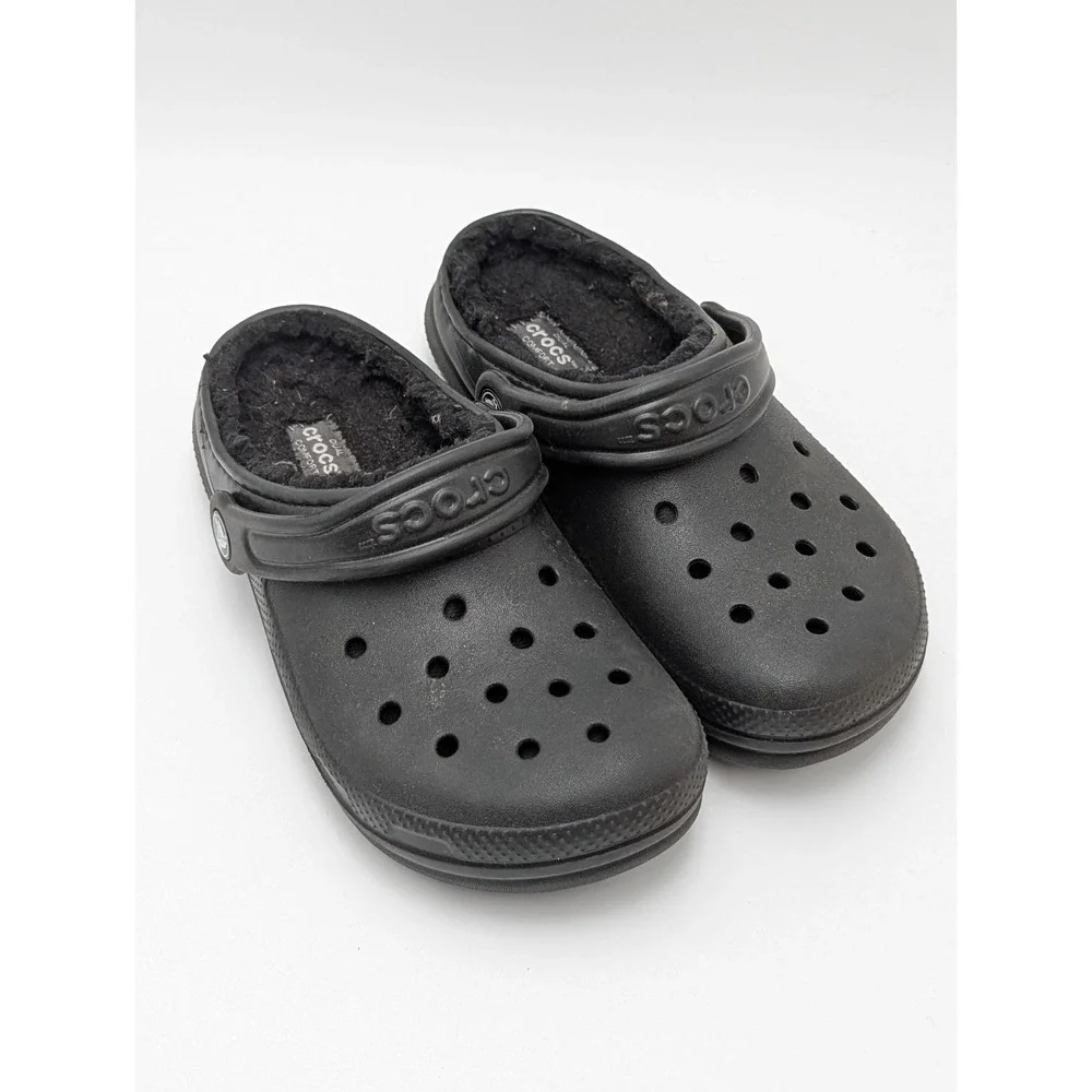 Unisex Child Size J2 - Crocs Classic Lined Clog Black/Black